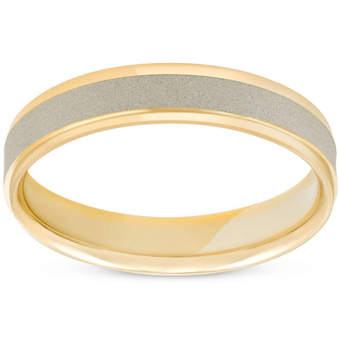 4mm 14K White & Yellow Gold Two Tone Brushed Wedding Band