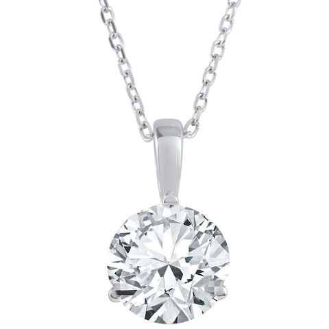 G/SI1 1 ct Solitaire 100% Diamond Pendant in 14K Gold or Platinum Lab Grown