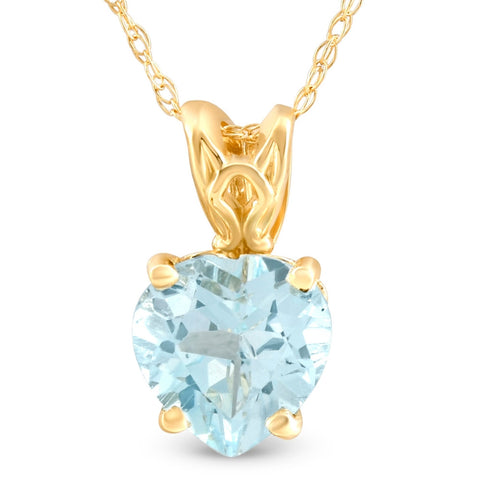 7mm Women's Heart Pendant in Blue Topaz 14k White, Rose, or Yellow Gold Necklace