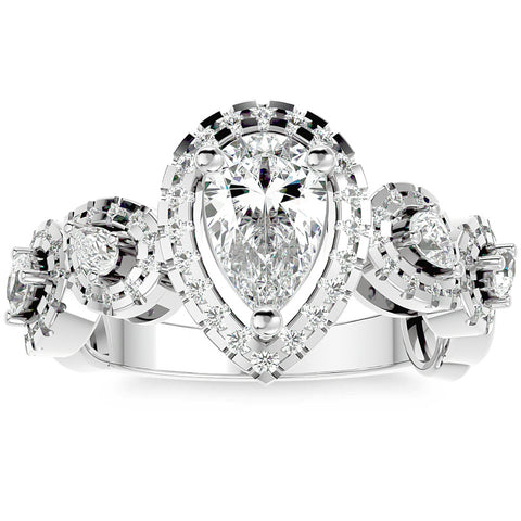 1 1/2Ct Diamond & Moissanite Halo Engagement Ring in 10k Gold