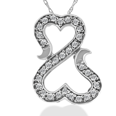 1/4ct "Amore" Diamond Heart Pendant 10K White Gold