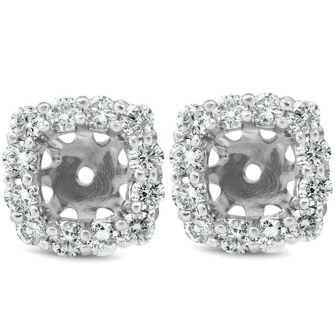 3/4 Ct Diamond Stud Earring Cushion Halo Jackets 14k White Gold (5-5.5mm)