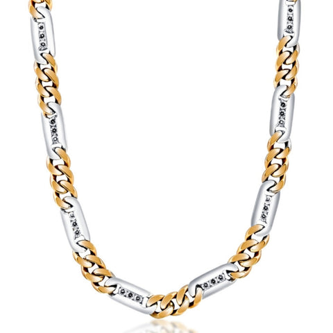 Men's Figaro 14k Gold (58gram) or Platinum (109gram) 7.5mm Diamond Chain Necklace 20"