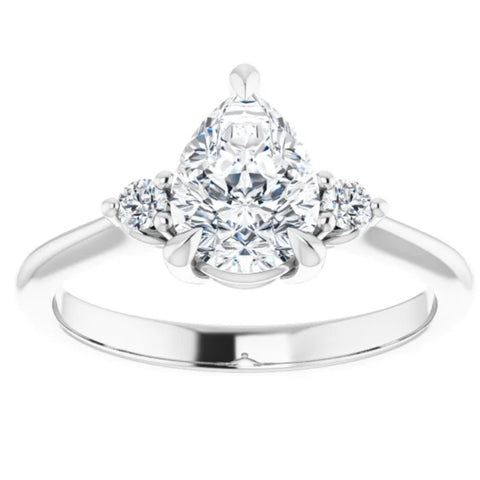 VS 1 1/4Ct Pear Shape Diamond Three Stone Engagement Ring lab Grown in 14k