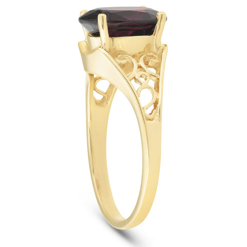 Genuine 10x8 MM Oval Garnet Solitaire Ring 14k Yellow Gold