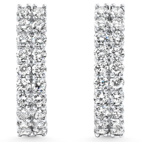 1 - 5 Ct Double Row Diamond Hoops 14k Gold Lab Grown Women's Earrings