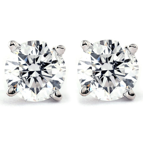 Platinum 1 Ct TDW Certified Round Brilliant Cut Diamond Studs Women's Earrings