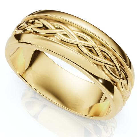 Hand Braided Wedding Band 14K Yellow Gold