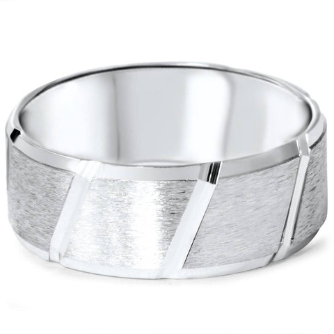 Brushed Wedding Band 14K White Gold