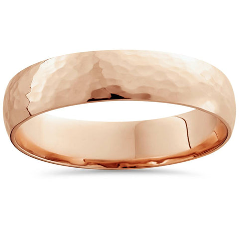 Hammered Wedding Band 14K Rose Gold