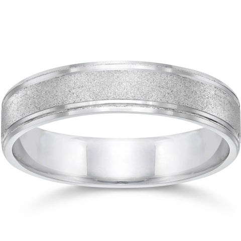 Brushed Wedding Band 5mm 10K White Gold