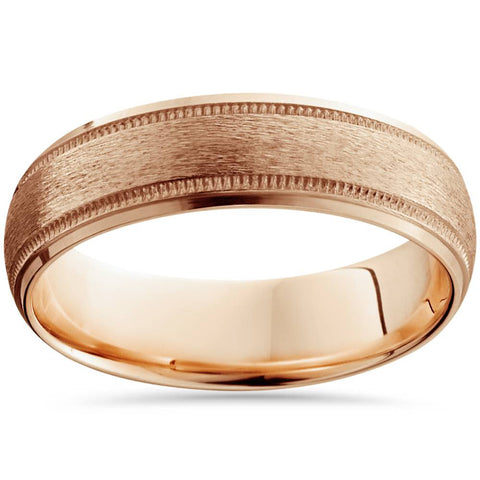 6mm Brushed Mens Wedding Band 14K Rose Gold