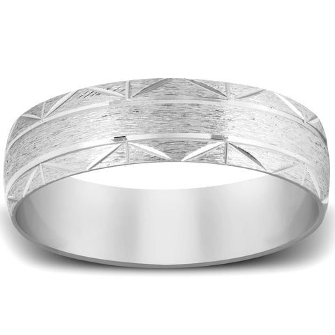 Brushed Wedding Band 14K White Gold