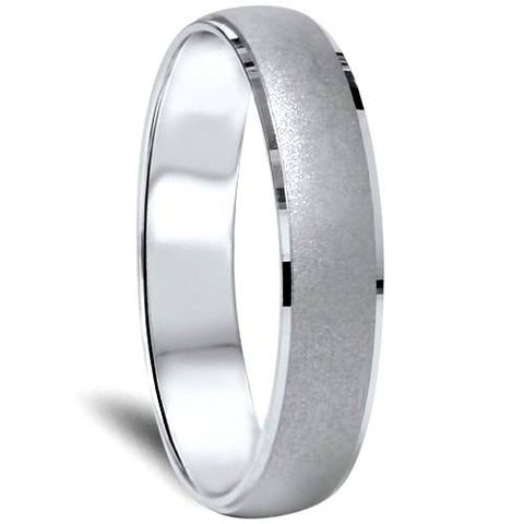 Satin Finish & Polished Edge Wedding Band 14K White Gold