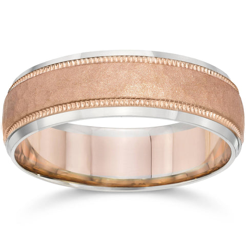 Hammered Wedding Band 14K Rose Gold