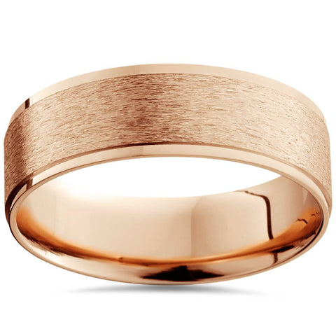 6mm Brushed Men's Wedding Band 14K Rose Gold