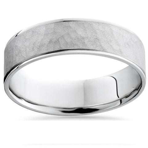 Mens Argentium Silver Brushed Wedding Band