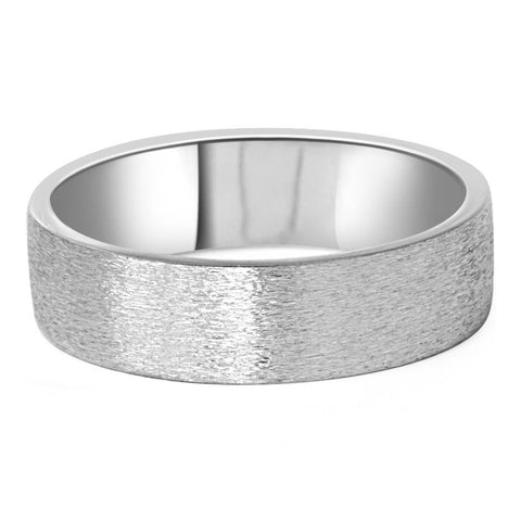 6mm Brushed Wedding Band 10K White Gold