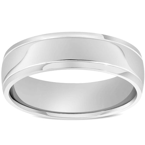 6mm High Polished Dome Wedding Band 14K White Gold