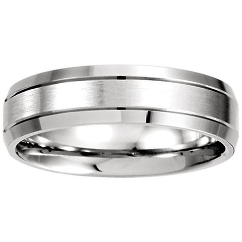 Mens 14k White Gold Brushed Wedding Band 6MM Wide