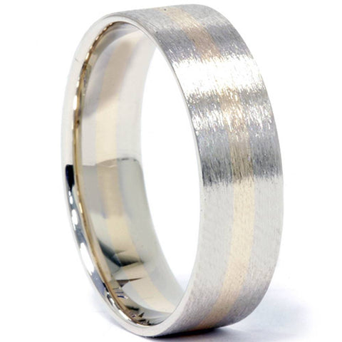 Brushed Two Tone Wedding Band 14K Gold