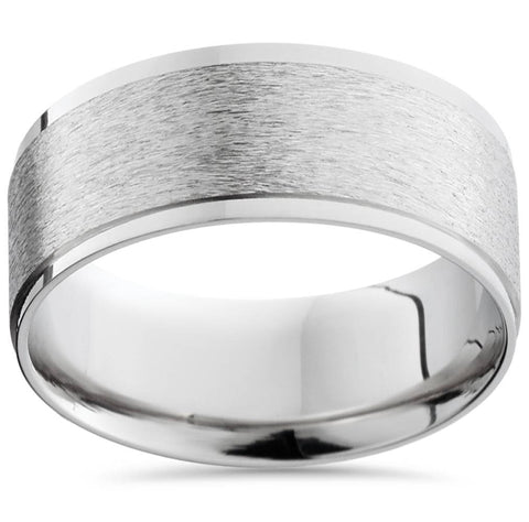 Men's 8mm Textured Platinum Comfort Fit Wedding Band