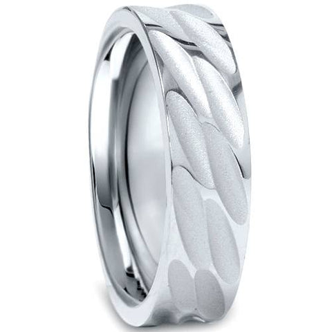 10K White Gold 6mm Comfort Fit Mens Wedding Band