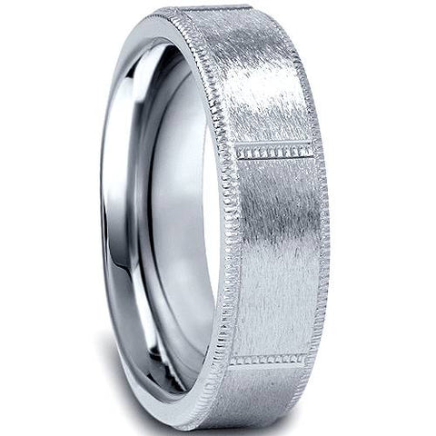 10K White Gold 6mm Comfort Fit Mens Wedding Band