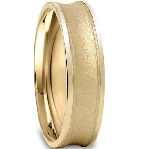 14K Yellow Gold 6mm Brushed Mens Wedding Band