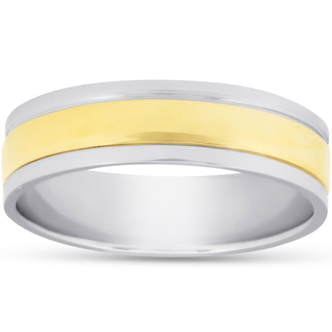 6mm 950 Platinum & 18k Gold Two Tone Wedding Band Ring