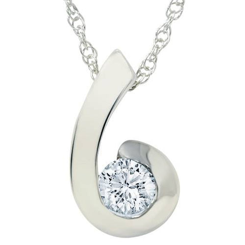 1/2ct Round Brilliant Diamond Solitaire Swirl Pendant