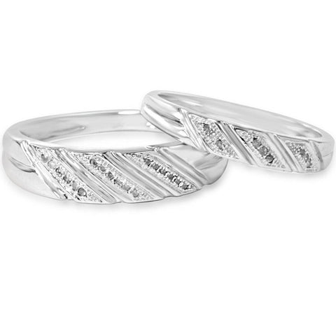 1/4ct His & Hers Diamond Ring Set 10K White Gold