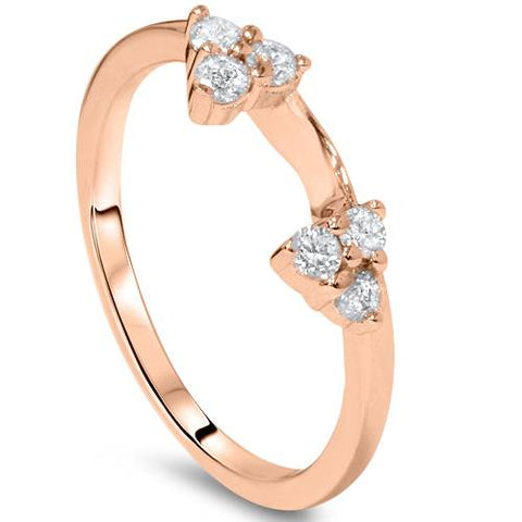 1/4ct Diamond Guard Ring Enhancer Wedding Band 14K Rose Gold