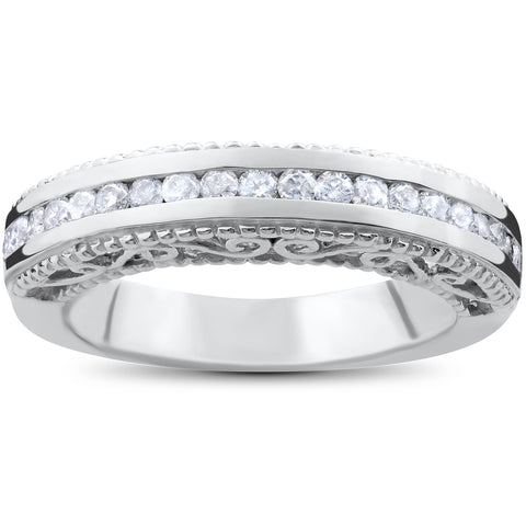 Stackable Diamond Ring 1/2ct   Round Diamond Wedding Band 14K White Gold