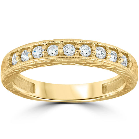 14k Yellow Gold 1/4ct Diamond   Anniversary Wedding Stackable Ring Antique