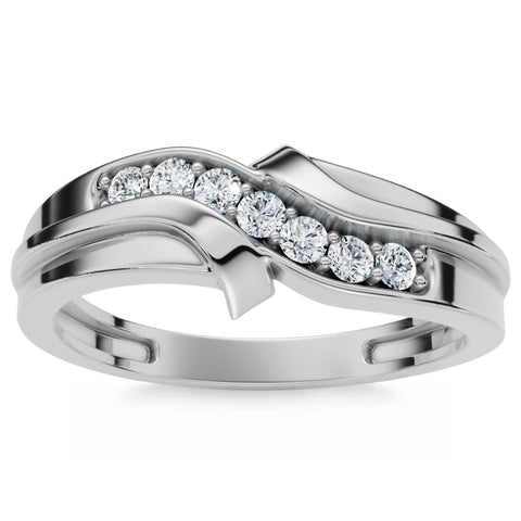 Platinum Mens Diamond Ring White 1/4ct Wedding Band High Polished Band