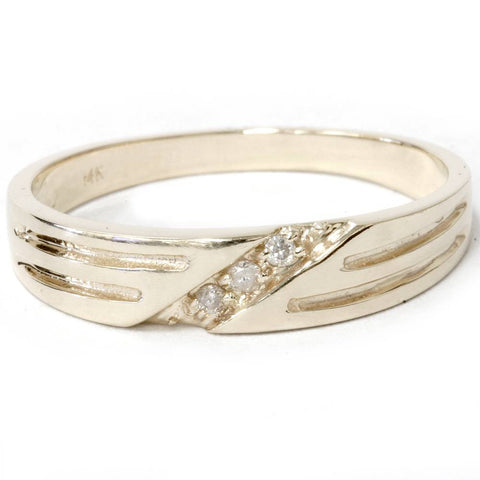 Mens 14k Yellow Gold Diamond Wedding Anniversary Ring