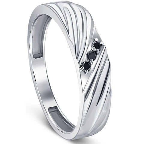 Black Diamond Ring Men's 14k White Gold