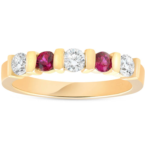 1/2ct Ruby & Diamond Wedding Anniversary 14K Yellow Gold Ring