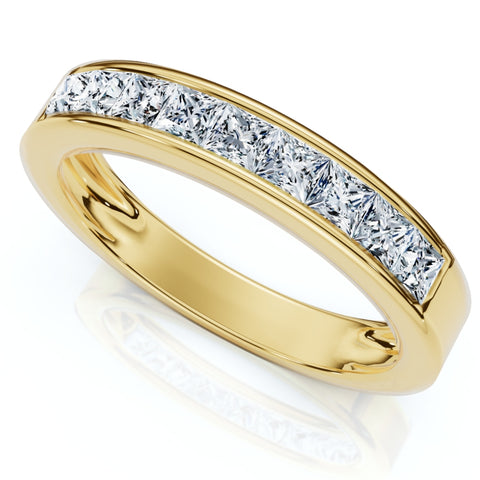 14k Yellow Gold 1/2ct Princess Cut Channel Set Diamond Wedding Anniversary Ring