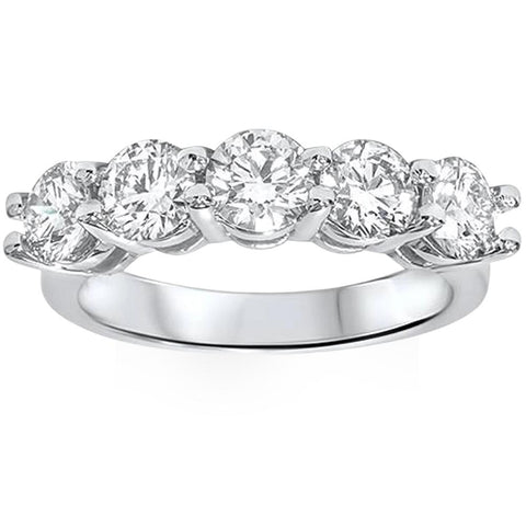 G/VS Platinum 2Ct Five Stone Lab Grown Diamond Wedding Ring