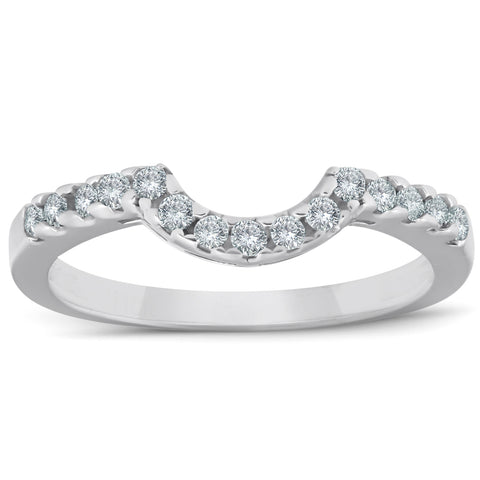 1/4ct Curved Diamond Notched Wedding Ring Enhancer 14K White Gold