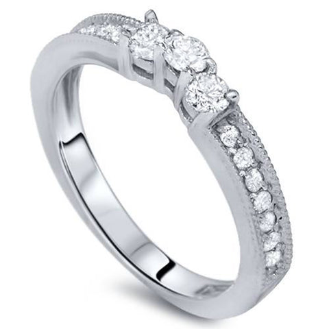 1/3ct Curved Diamond   Ring 14K White Gold