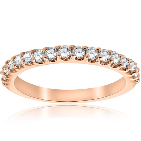 1/2CT Diamond Ring 14k Rose Gold Womens Wedding Anniversary Band