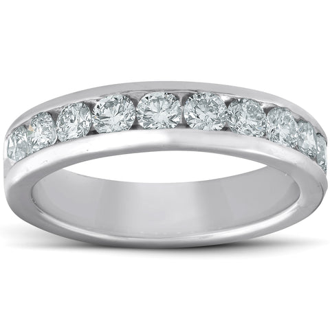 Solid 950 Platinum 1ct Channel Set Diamond Wedding Ring Womens Anniversary Band