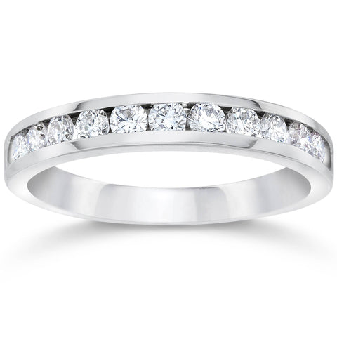 1/2ct 14K White Gold Diamond Wedding Guard Ring Band