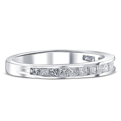 1/2ct Diamond Princess Cut Channel Set Wedding Ring 10k White Gold