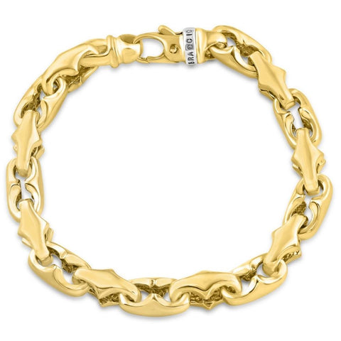 Men's Sculpted Heavy Designer Mariner 14k Gold (65gram) or Platinum (104gram) 9mm Link Bracelet 9"