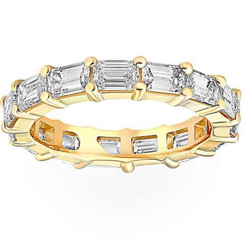 VS 5Ct Emerald Moissanite Eternity Ring in 14k Yellow Gold