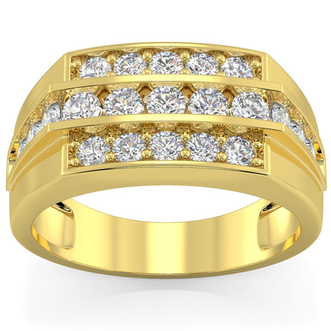 Men's 1 1/2 CT. T.W. Diamond Stepped Triple Row Ring in 10K Gold